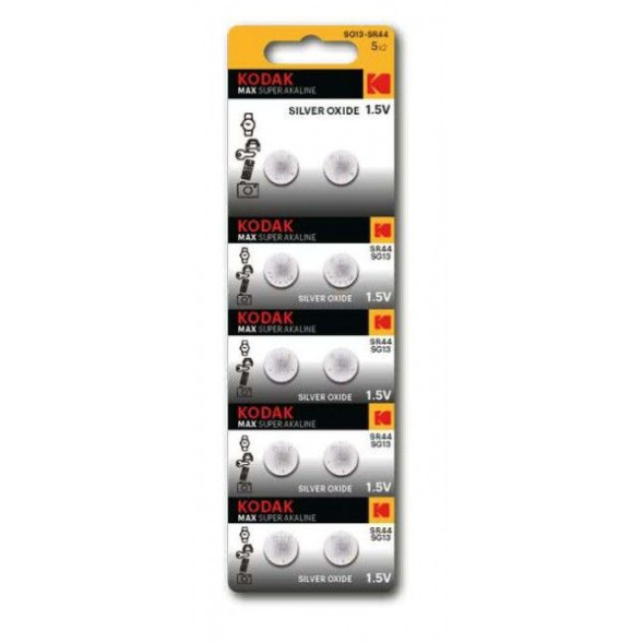 Батарейки Kodak   часовые SG13 (357) SR1154, SR44 (с серебром)  цена за 10шт.