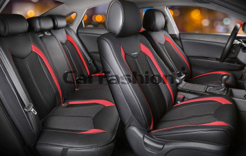 Комплект Накидок  «URBAN PLUS»  Чёрный/Чёрный/Красный  (твид экстра-класса/экокожа)