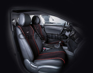 Накидки Фронт  «ELEMENT»  Чёрный/Чёрный/Красный  (экокожа/полиэстер)