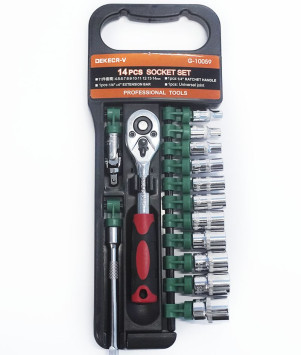 DC Набор торцевых головок с трещеткой 1/4&quot; 14 предметов (короткие)