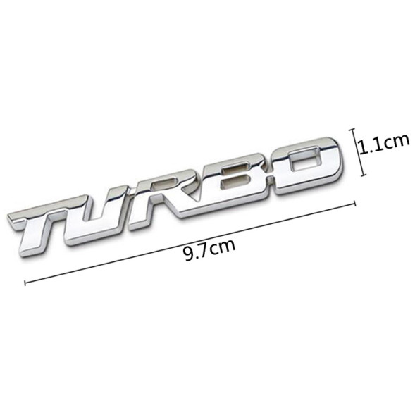 Наклейка 3D   TURBO (9,7x1,1см)  Хром