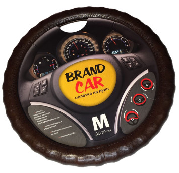 Оплетка на руль   BRENDCAR  &quot;ATLANTA&quot; - М,  Коричневый (экокожа/ребристая)