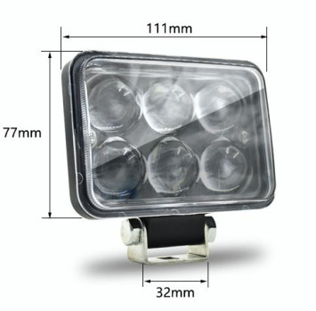 Фара Off Road   SOLAR  дальный свет   6 SMD ЛИНЗА 6D, 18W, 2000LM, 6000K  (111х77мм)  12V