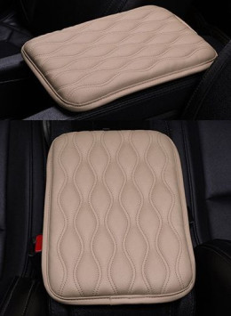 Чехол на подлокотник экокожа на двух резинках 21x29 см Бежевый (плоский)