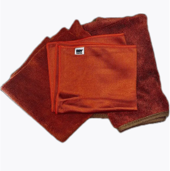 Салфетки из микрофибры в наборе   DRY MONSTER  3шт коралловый (для стекла/кузова/интерьера)