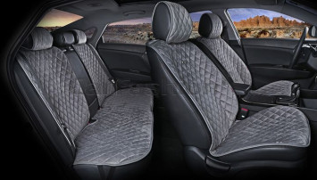 Комплект Накидок «CALIFORNIA PLUS» Тёмн.Серый/Тёмн.Серый/Тём.Серый (велюр премиум класса)