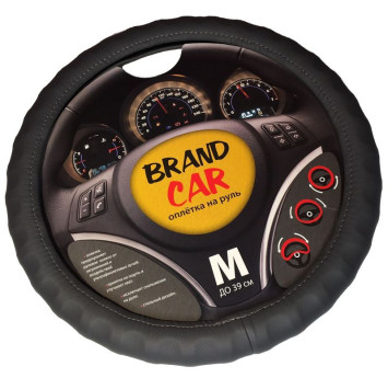 Оплетка на руль   BRENDCAR  &quot;ATLANTA&quot; - М,  Серый (экокожа/ребристая)