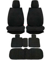 Комплект Накидок  Seintex  «Classic Ultra» Чёрный/Бежевая строчка (велюр)