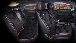 Комплект Накидок  «CALIFORNIA PLUS»  Чёрный/Красный/Красный  (велюр премиум класса)