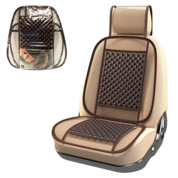 Накидка на сид. "Nova Bright" дерев. массаж.,с ортопед. поддержк,и подг. Тёмн.вишневая (132х52)