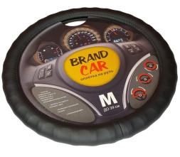 Оплетка на руль   BRENDCAR  "ATLANTA" - М,  Чёрный (экокожа/ребристая)