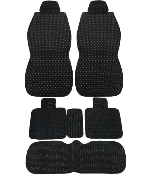 Комплект Накидок  Seintex  «Classic Ultra» Чёрный/Серая строчка (велюр)