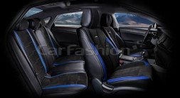 Чехлы «5D» PREMIUM каркасные «SMART PLUS» Чёрный/Чёрный/Синий (экокожа/велюр премиум класса)