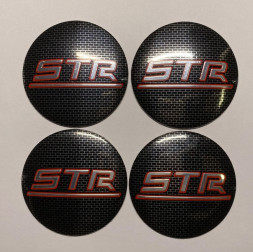 Этикетки на диски (метал)  диам. 56,5мм.  "STR" карбон  (4 шт.)
