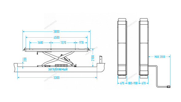 Двухуровневый ножничный подъемник NORDBERG N635-5,5G_380_H для сход-развала