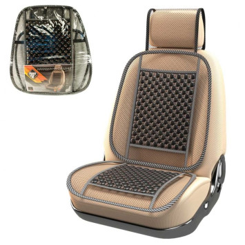 Накидка на сид. "Nova Bright" дерев. массаж.,с ортопед. поддержк,и подг.,Чёрная (132х52)