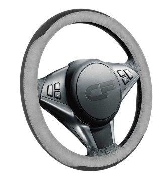 Оплетка на руль   CF  BISON - М, Черный/Серый (экокожа)