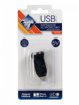 АЗУ  &quot;Nova Bright&quot;   USB-порт, 1000мА, LED индикатор, 12/24В