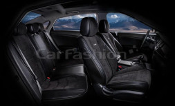 Чехлы «5D» PREMIUM каркасные «SMART PLUS» Чёрный/Чёрный/Чёрный (экокожа/велюр премиум класса)