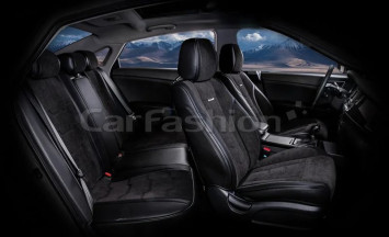 Чехлы  «5D» PREMIUM каркасные «SMART PLUS» Чёрный/Чёрный/Чёрный  (экокожа/велюр премиум класса)