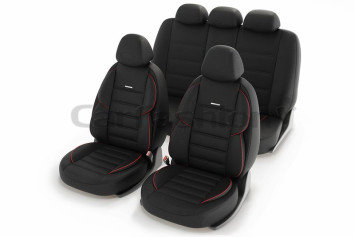 Чехлы  «GROSS»  Черный/Черный/Красный (твид  дублированный поролоном на сетке)