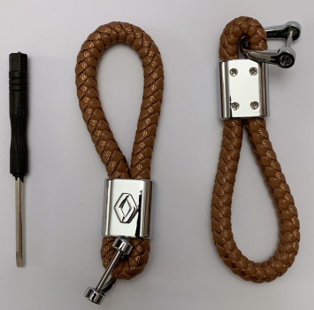 Брелок кожа плетенная  RENAULT  Коричневый