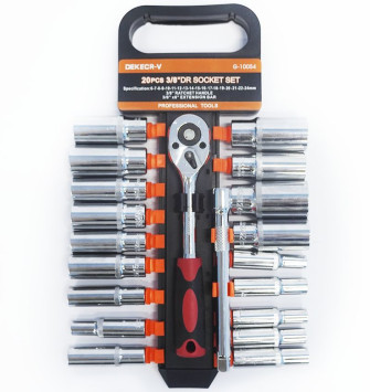 DC Набор торцевых головок с трещеткой 3/8&quot; 20 предметов (длинные)