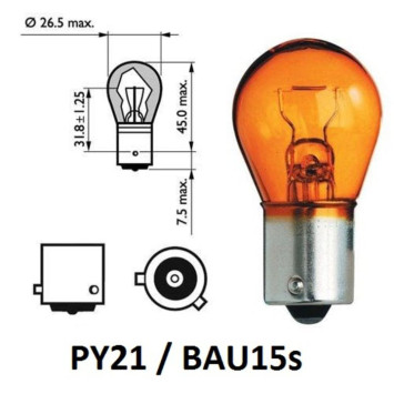 Автолампа Narva 12V  PY21W    21W  BAU15s  AMBER (оранж.) (упак.10шт)