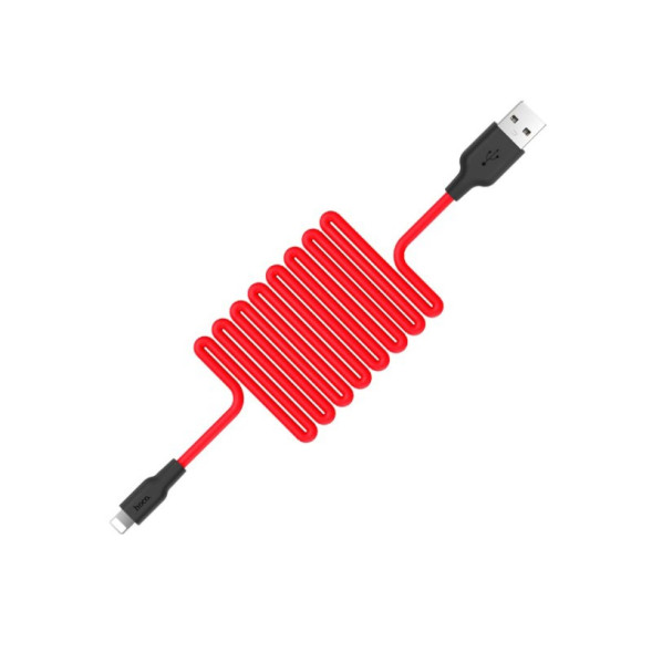 Кабель HOCO  USB - Lightning (1м)  черно-красный X21
