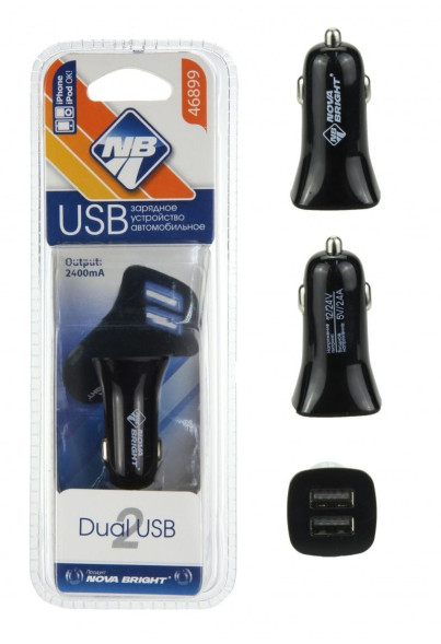 АЗУ  &quot;Nova Bright&quot;   для моб. телефонов, 2 USB-порта, 12/24В