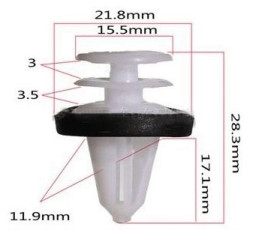 Клипсы  В=28,3 / Ш=21,8 мм.  (цена за упак. 10шт.)