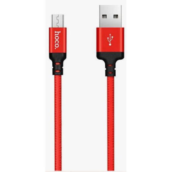 Кабель HOCO  USB - micro USB (1м)  черно-красный X14