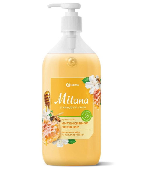 GRASS  Мыло жидкое  1л.  Молоко и мёд