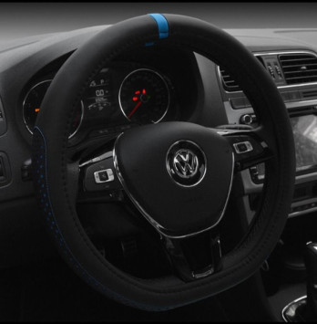 Оплетка на руль   D-образный  - М,  черно-синий