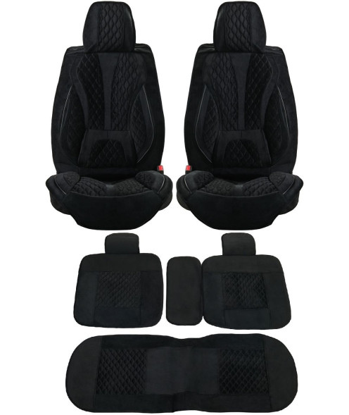 Комплект Накидок  Seintex  «Comfort Elite» Чёрный (велюр/подушка под поясницу/боковая поддержка)
