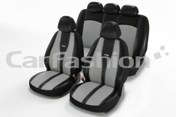 Чехлы  «MAJOR», Св.Серый/Чёрный/Серый  (Экокожа/жаккард)