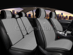 Комплект Накидок «BREEZE PLUS» Серый/Чёрный/Серый (искусственный шёлк/экокожа)