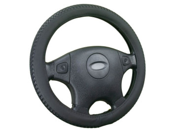 Оплетка на руль   CF  BRAID - М, Чёрный/Чёрный  (экокожа/плетение)