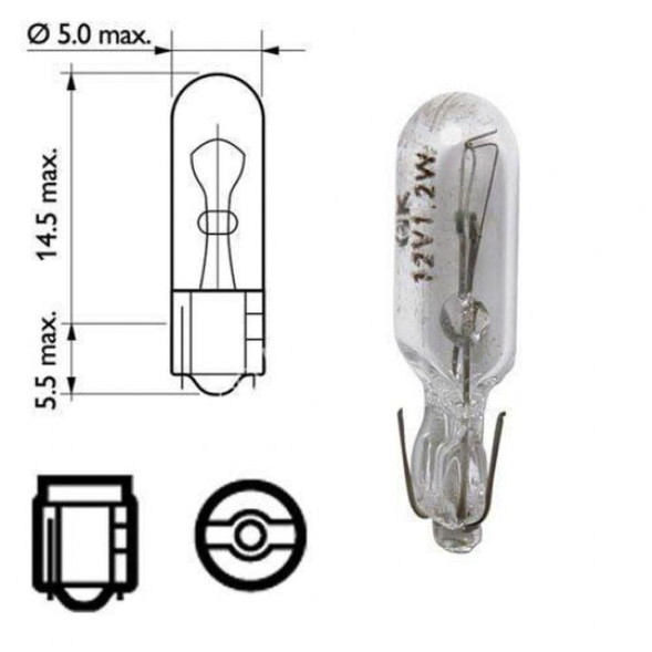 Автолампа Narva 12V  W1,2W    1,2W   W2X4,6d (упак.10шт)