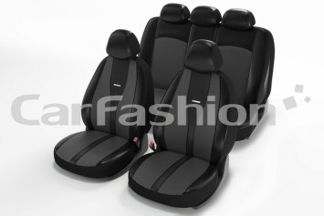 Чехлы  «MAJOR», Чёрный/Чёрный/Т.Серый  (Экокожа/жаккард)