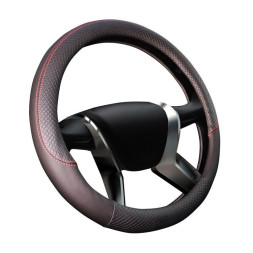 Оплетка на руль   Carlife  &quot;Bosa&quot; XXL,  Чёрный с красной строчкой (ромб)