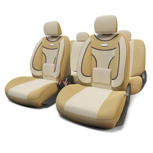 Набор чехлов Аutoprofi &quot;EXTRA COMFORT&quot; полный к-т  &quot;т.беж./св.бежевый&quot;  форм. велюр 11 предм.