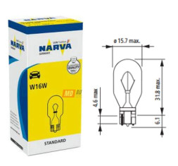 Автолампа Narva 12V  W16W    16W   W2,1X9,5d (упак.10шт)