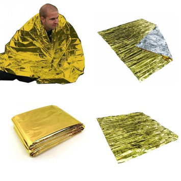 Термоодеяло ДЛЯ АПТЕЧЕК &quot;СЛЕДОПЫТ&quot; двухстороннее 160х210 см, серебро/золото