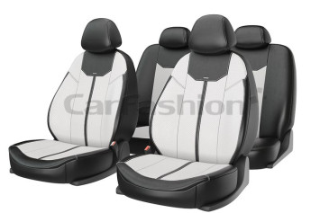 Чехлы  «MUSTANG»  Белый/Чёрный/Белый  (Экокожа)