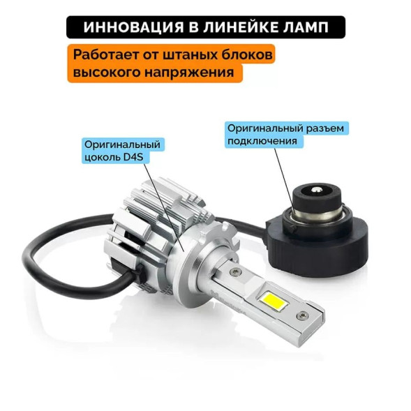 Carlife Cвет-од D4S 6000K 20000Lm, 35w 2шт. (с активным охлаждением)