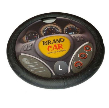 Оплетка на руль   BRENDCAR  &quot;COMFORT&quot; - L,  Чёрный (экокожа/перфорация)