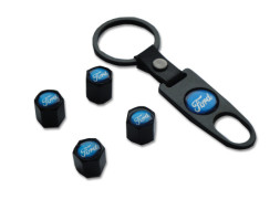 Брелок-ключ + колпачок на ниппель 4 шт FORD (черный)