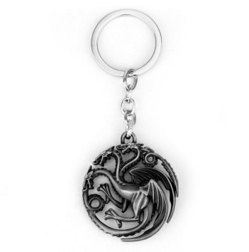 Брелок  Дракон 3х головый  (1 кольцо) Серебро  (блистер)
