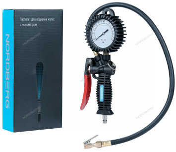 Пистолет для подкачки колес NORDBERG Ti62 с жидкостным манометром 80 мм